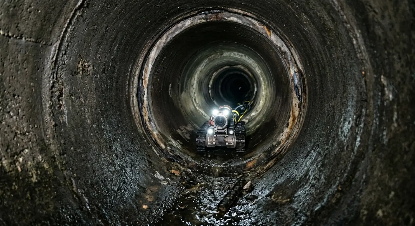 Robotic sewer camera inspecting pipe interior for Drain Snake Service in Munford